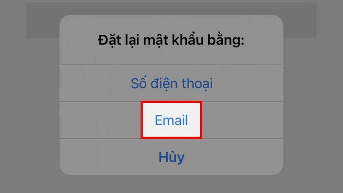 Bước 3: Chọn khôi phục qua email